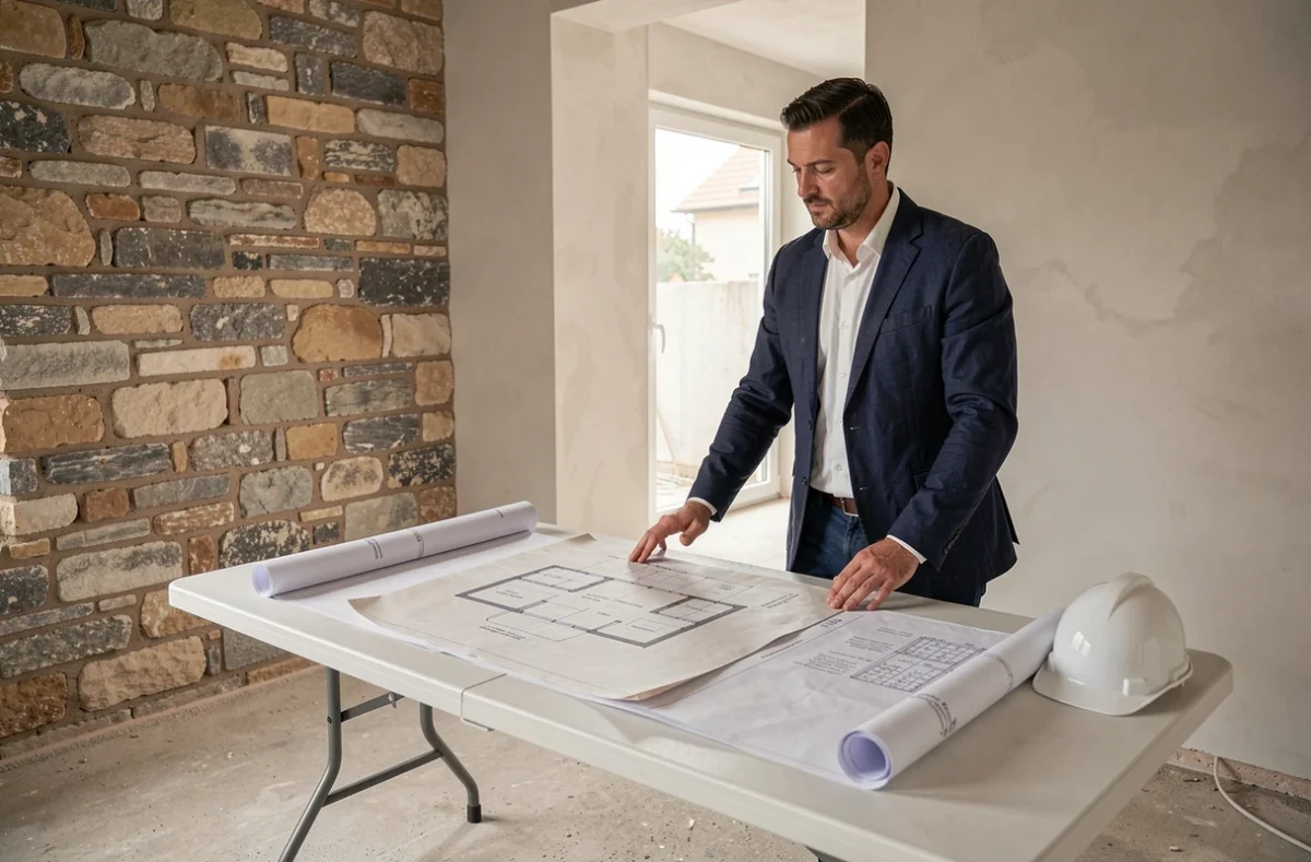 Maître d'œuvre d'Activ'Archi supervisant un chantier de rénovation à Saint-Priest-en-Jarez