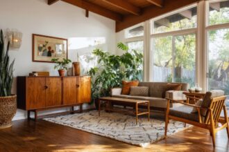 intérieur lumineux avec lumière naturelle et décoration chaleureuse
