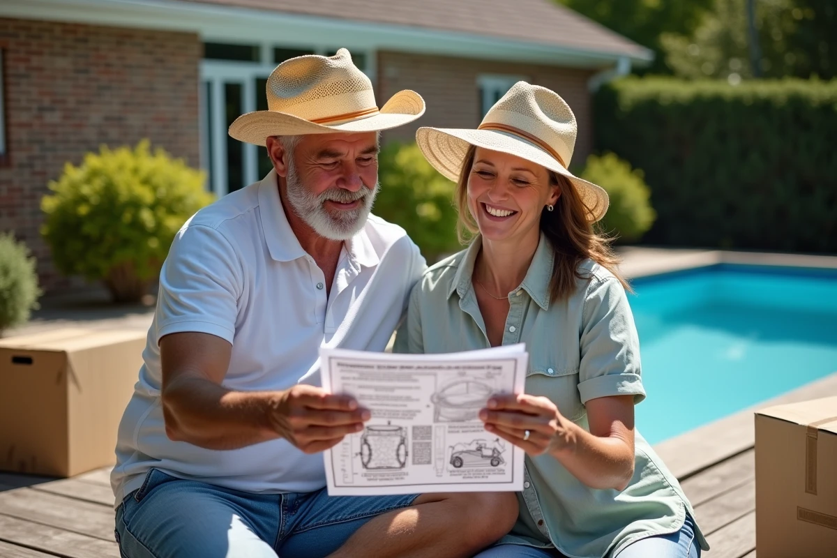 Couple regardant un manuel d