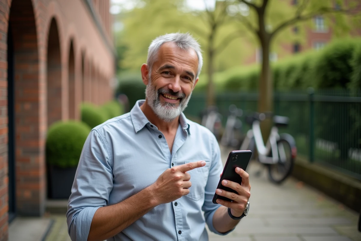 Homme souriant utilisant une application de services à l