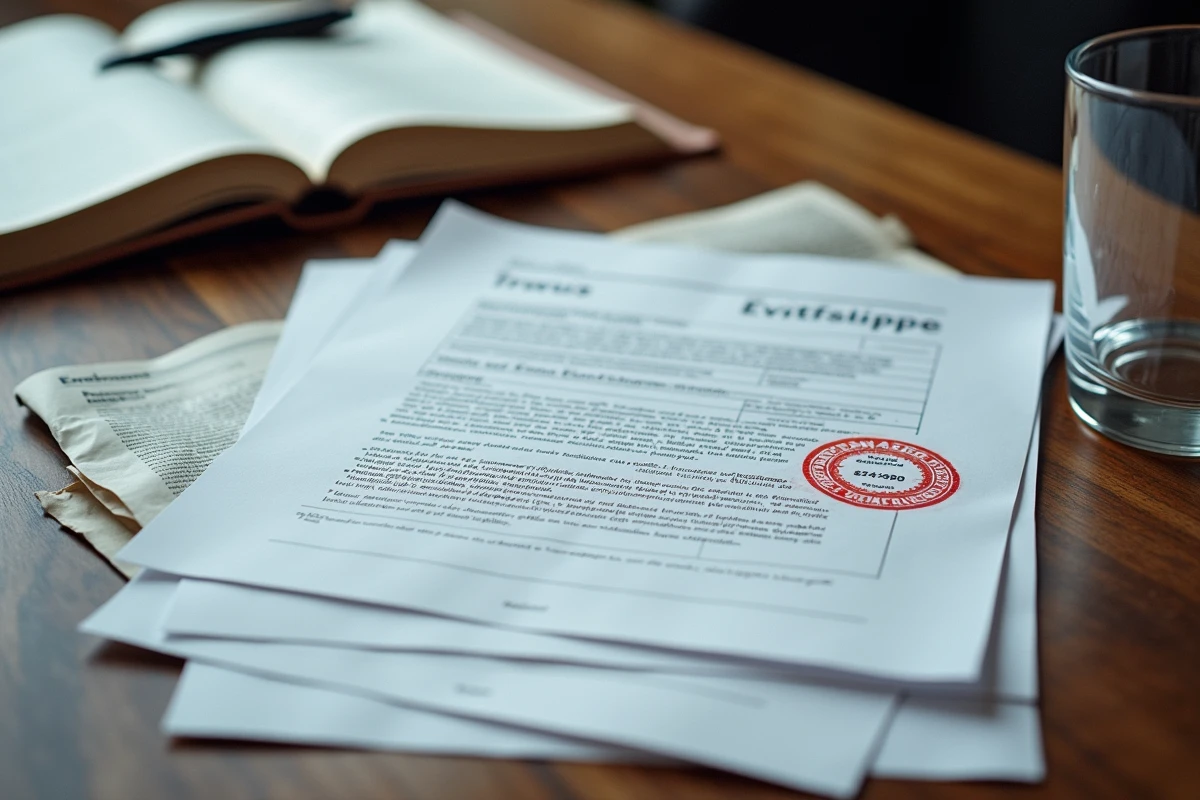 Documents officiels de faillite et livres de comptes de Maison Éthier sur une table de réunion