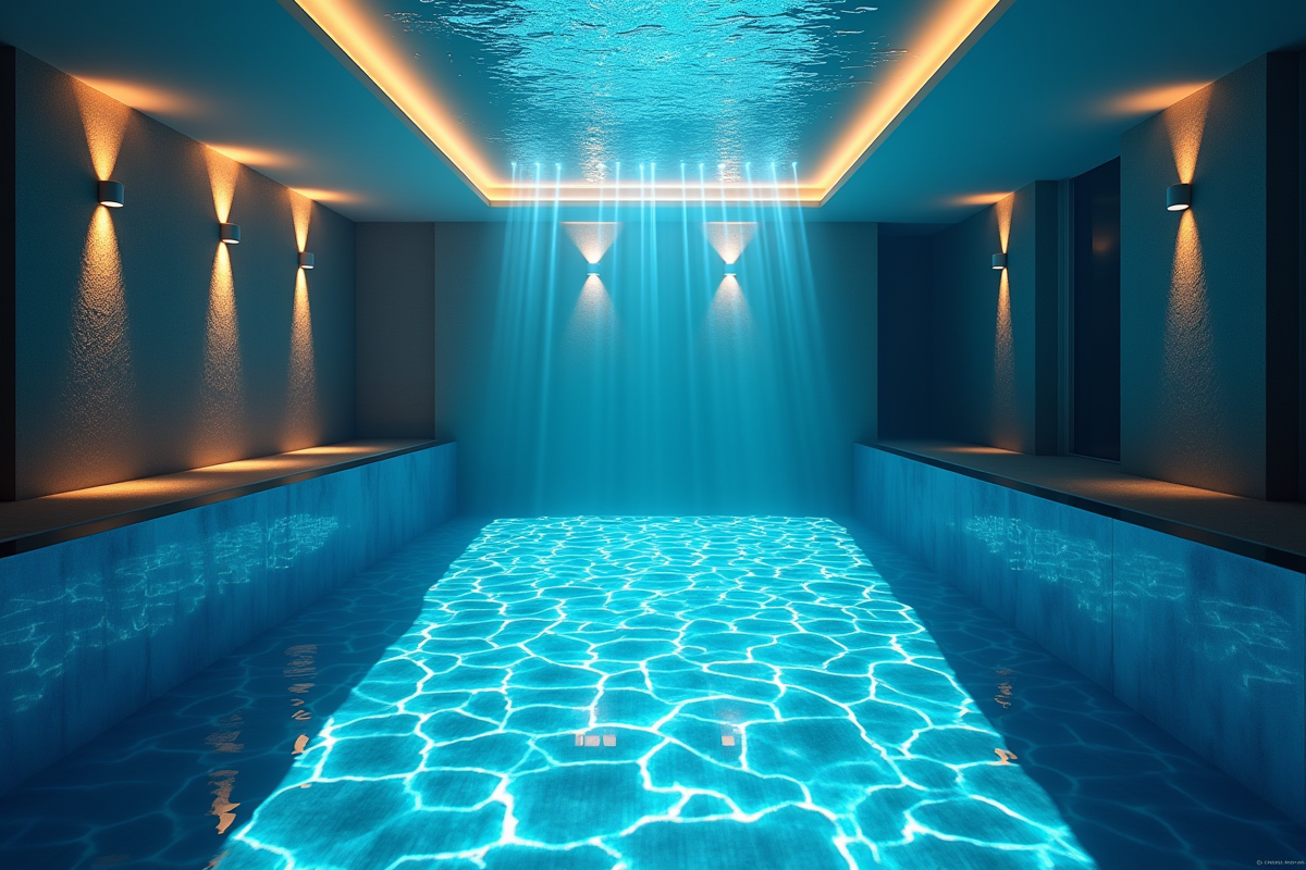 Piscine intérieure vue sous l